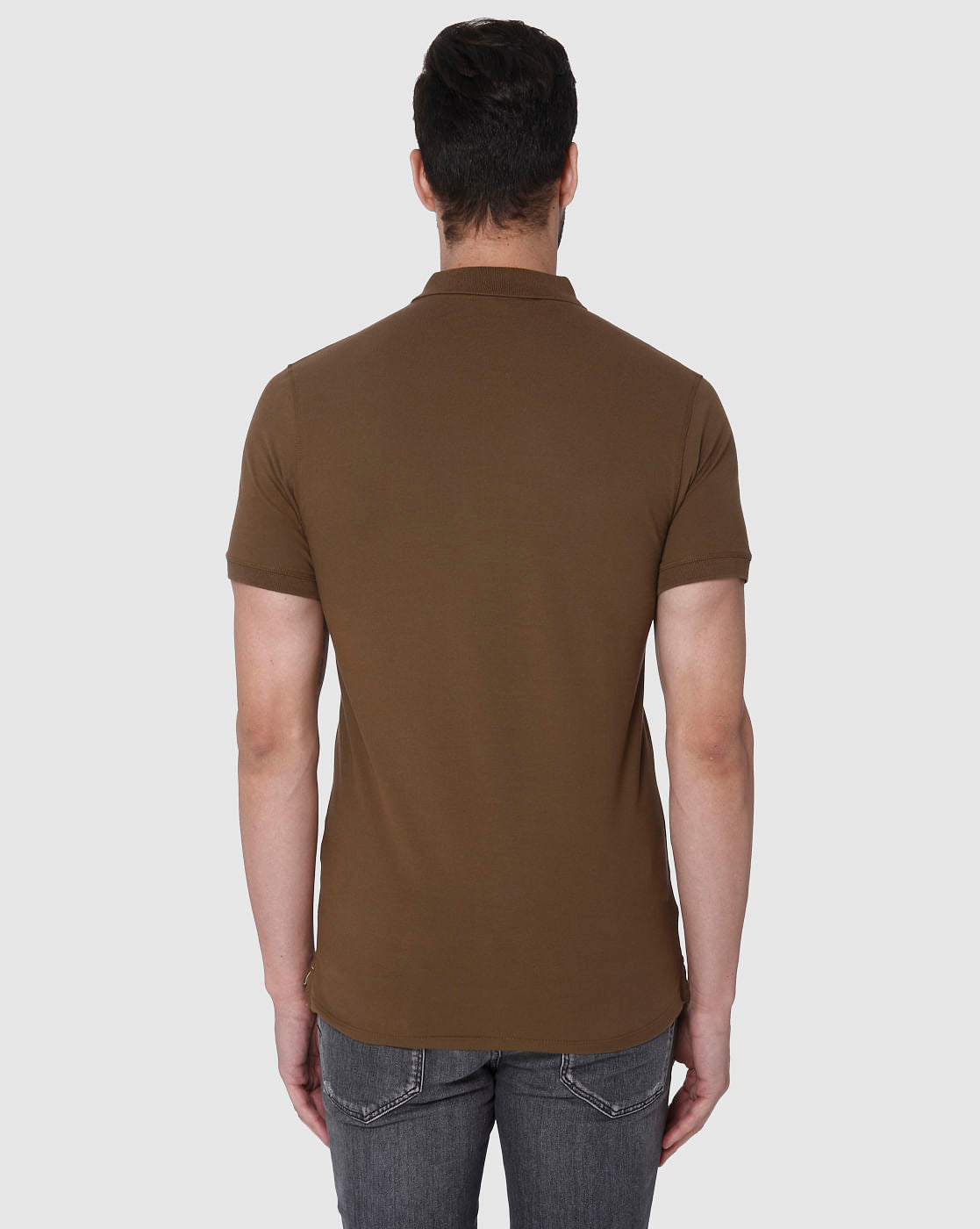 Brown Slim Fit Polo Neck T-Shirt