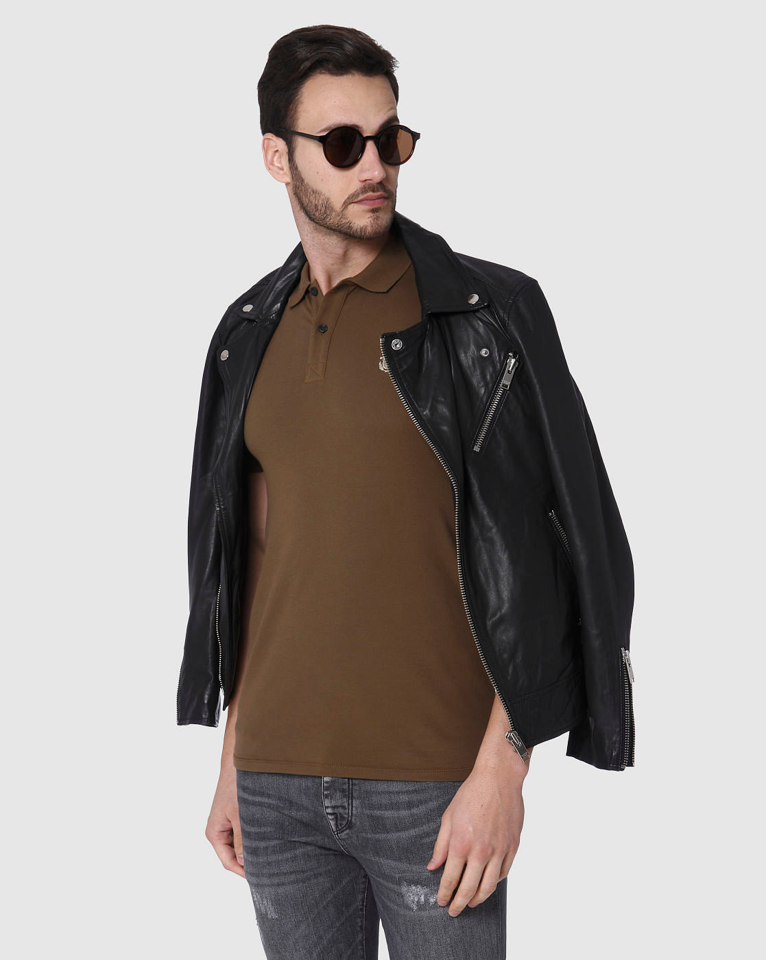Brown Slim Fit Polo Neck T-Shirt