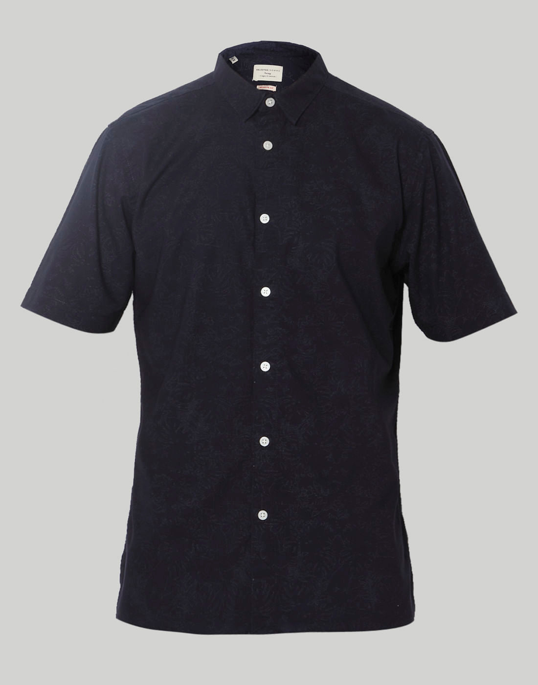 Black Floral Print Short Sleeves Shirt