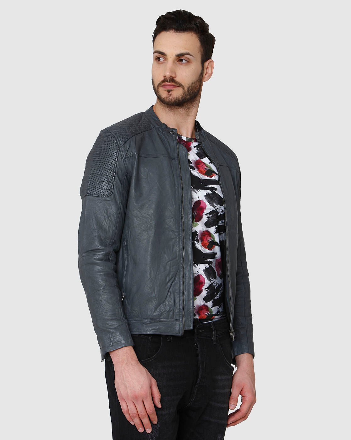 Grey Leather Jacket