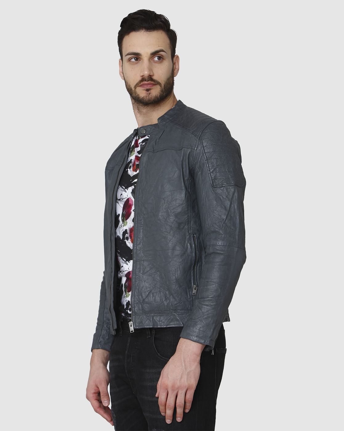 Grey Leather Jacket