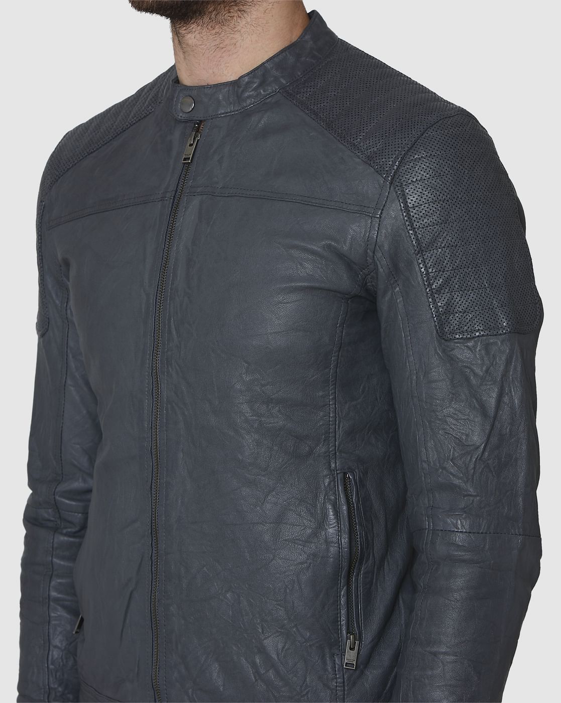 Grey Leather Jacket