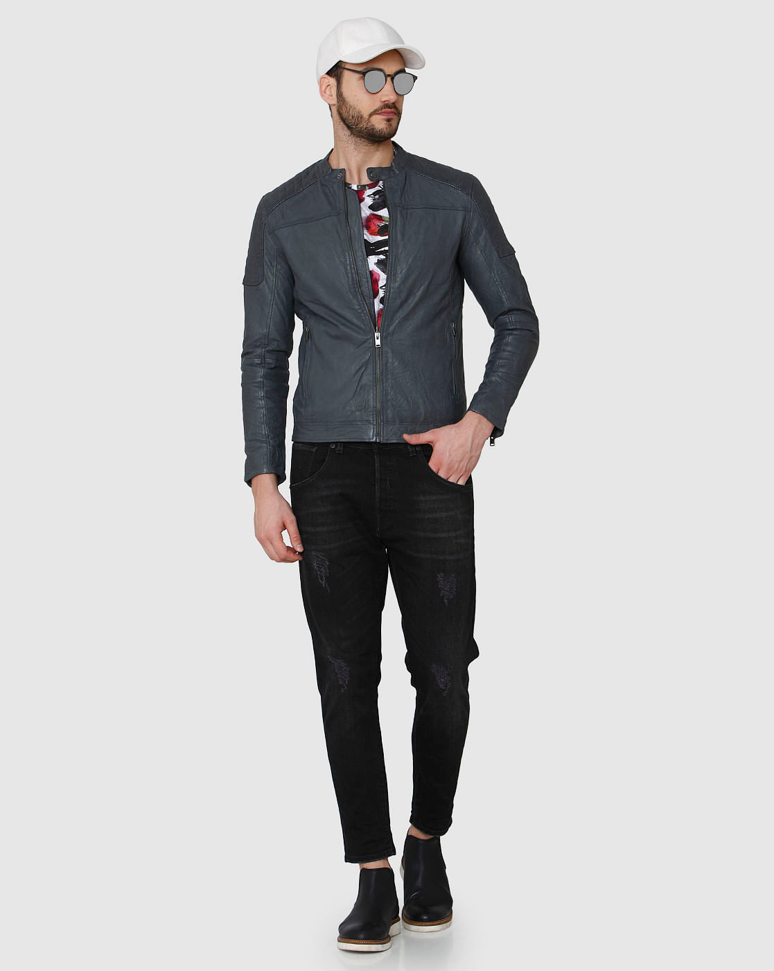 Grey Leather Jacket