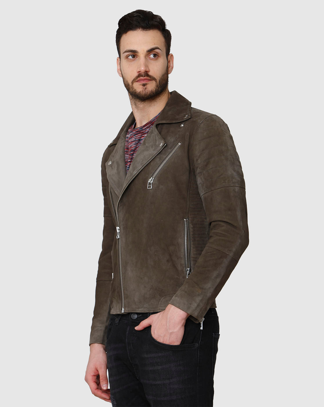 Brown Suede Biker Jacket