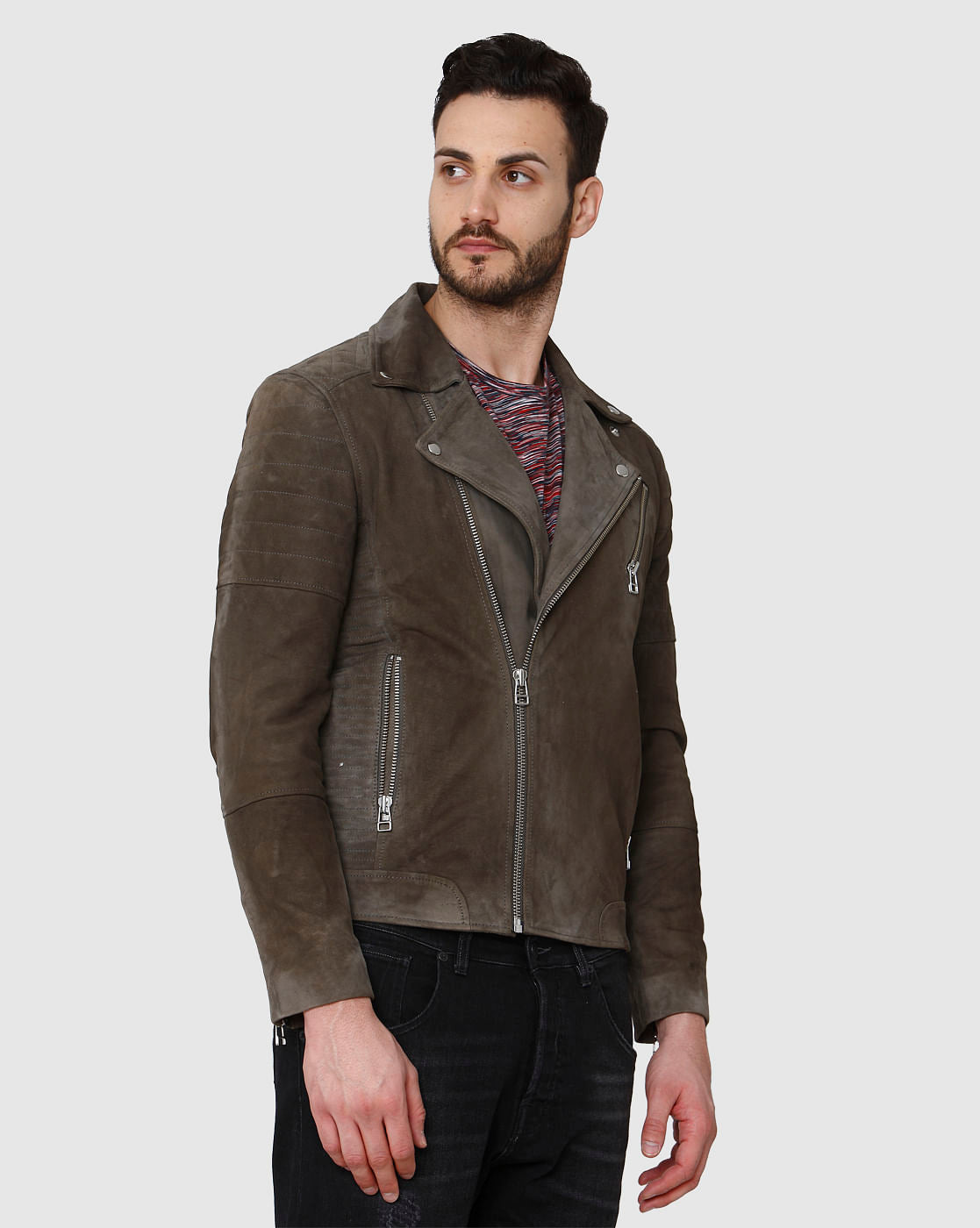 Brown Suede Biker Jacket