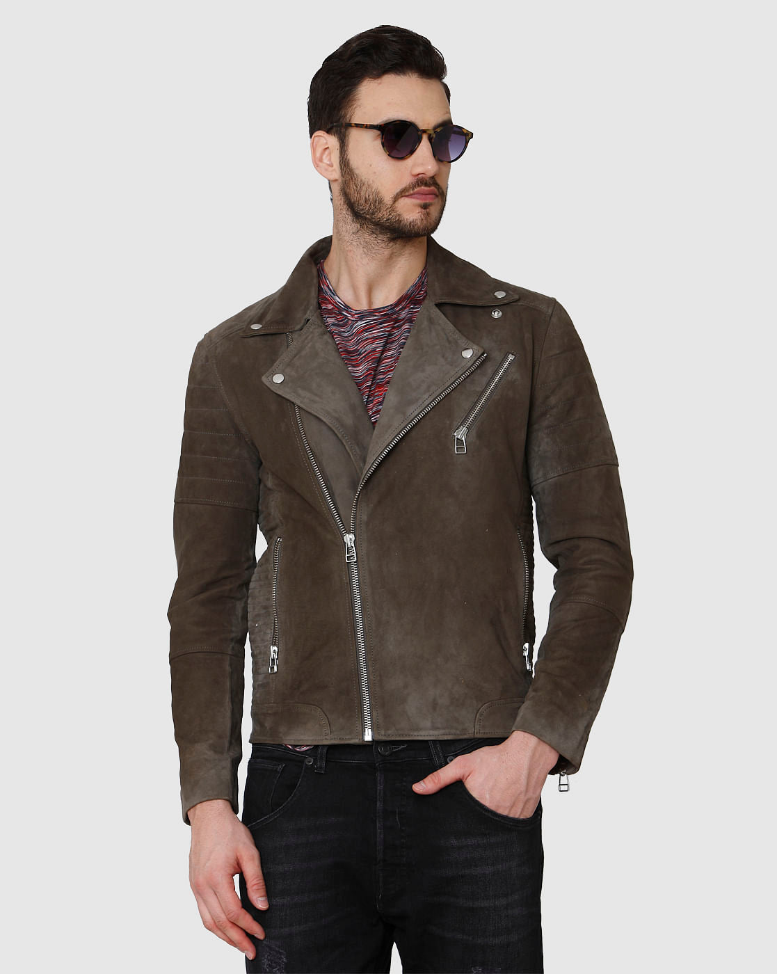Brown Suede Biker Jacket