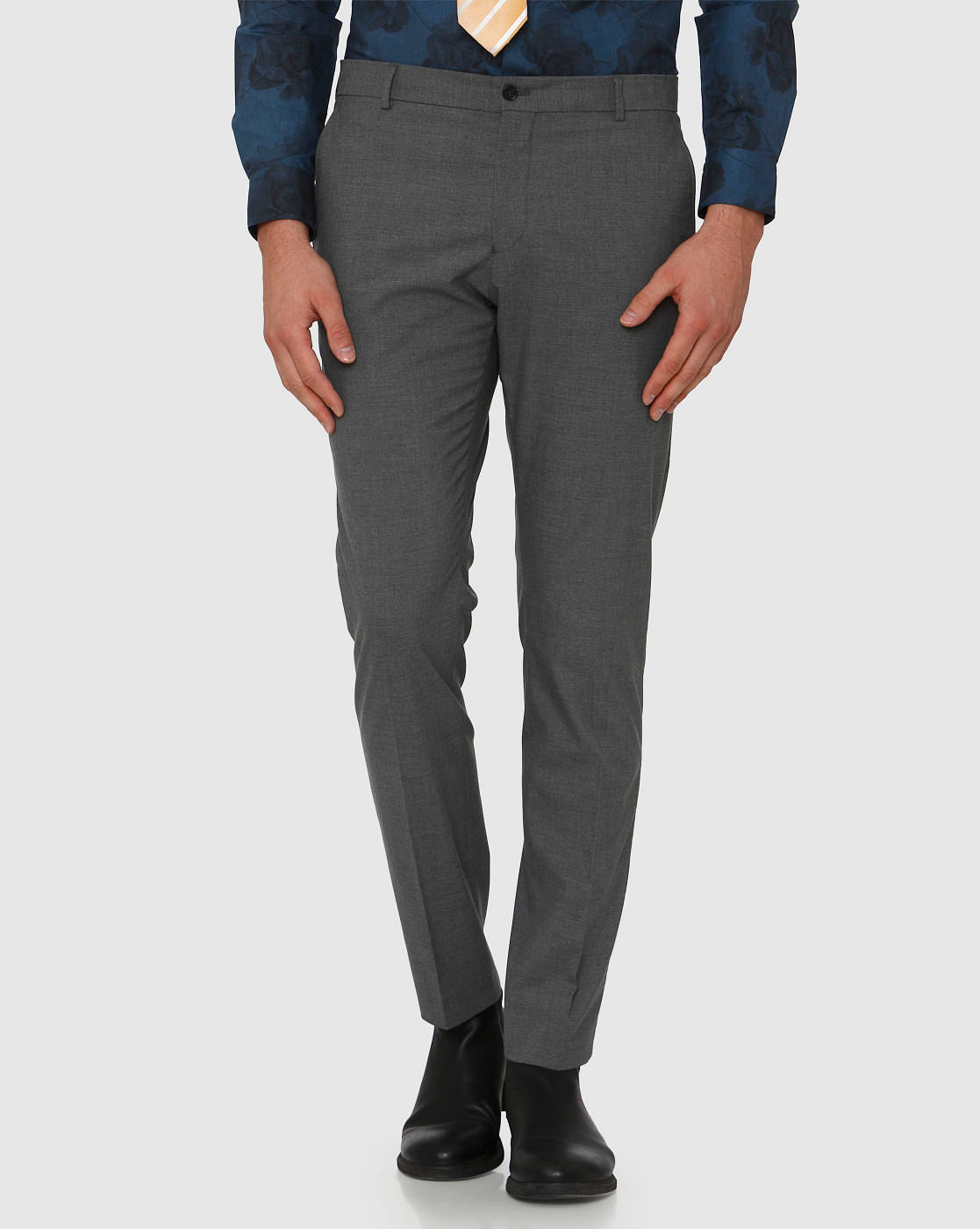 Grey Slim Fit Formal Trousers