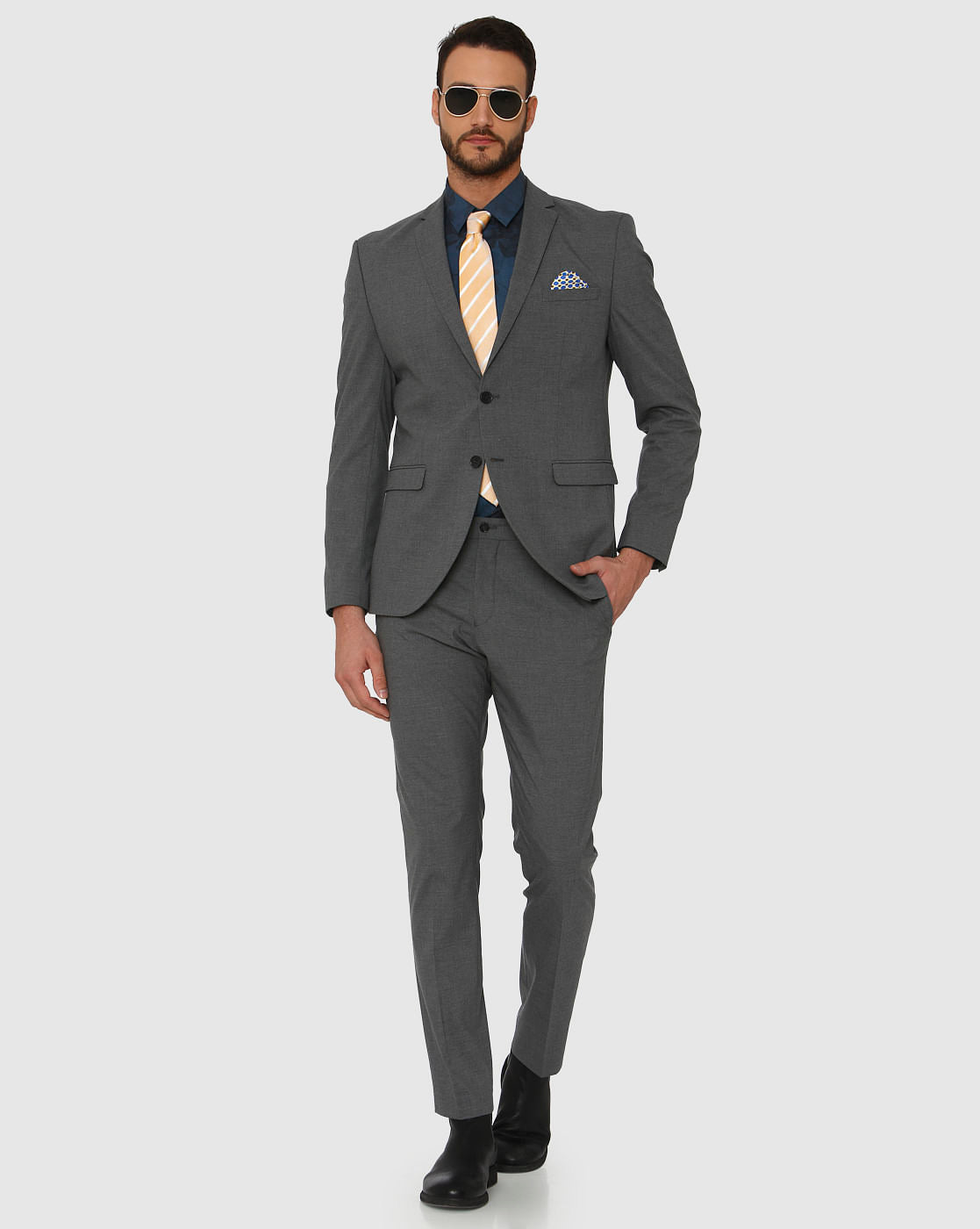 Grey Slim Fit Formal Trousers