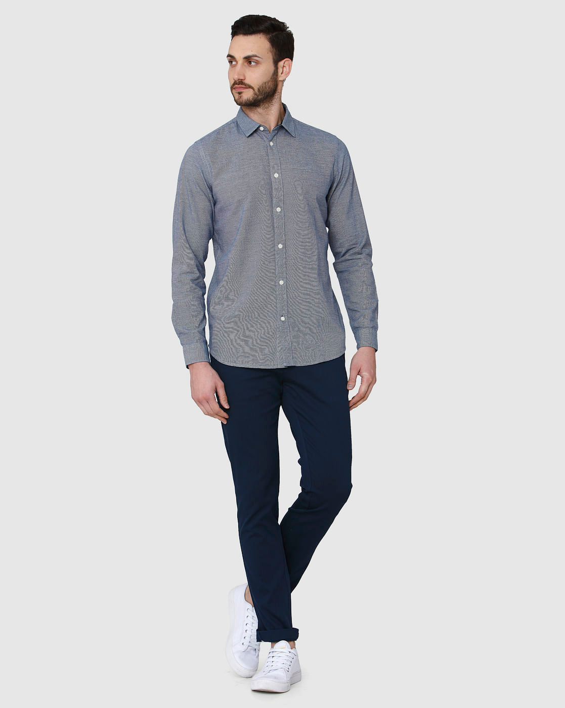 Blue Printed Full Sleeves Shirt