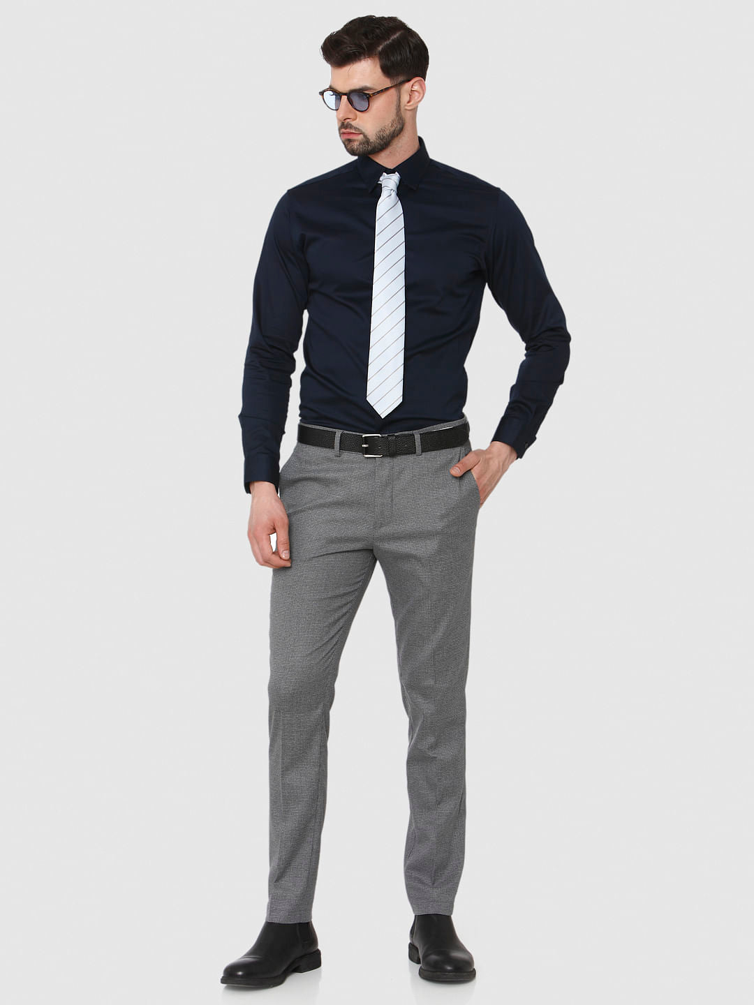 Navy Blue Formal Full Sleeves Shirt