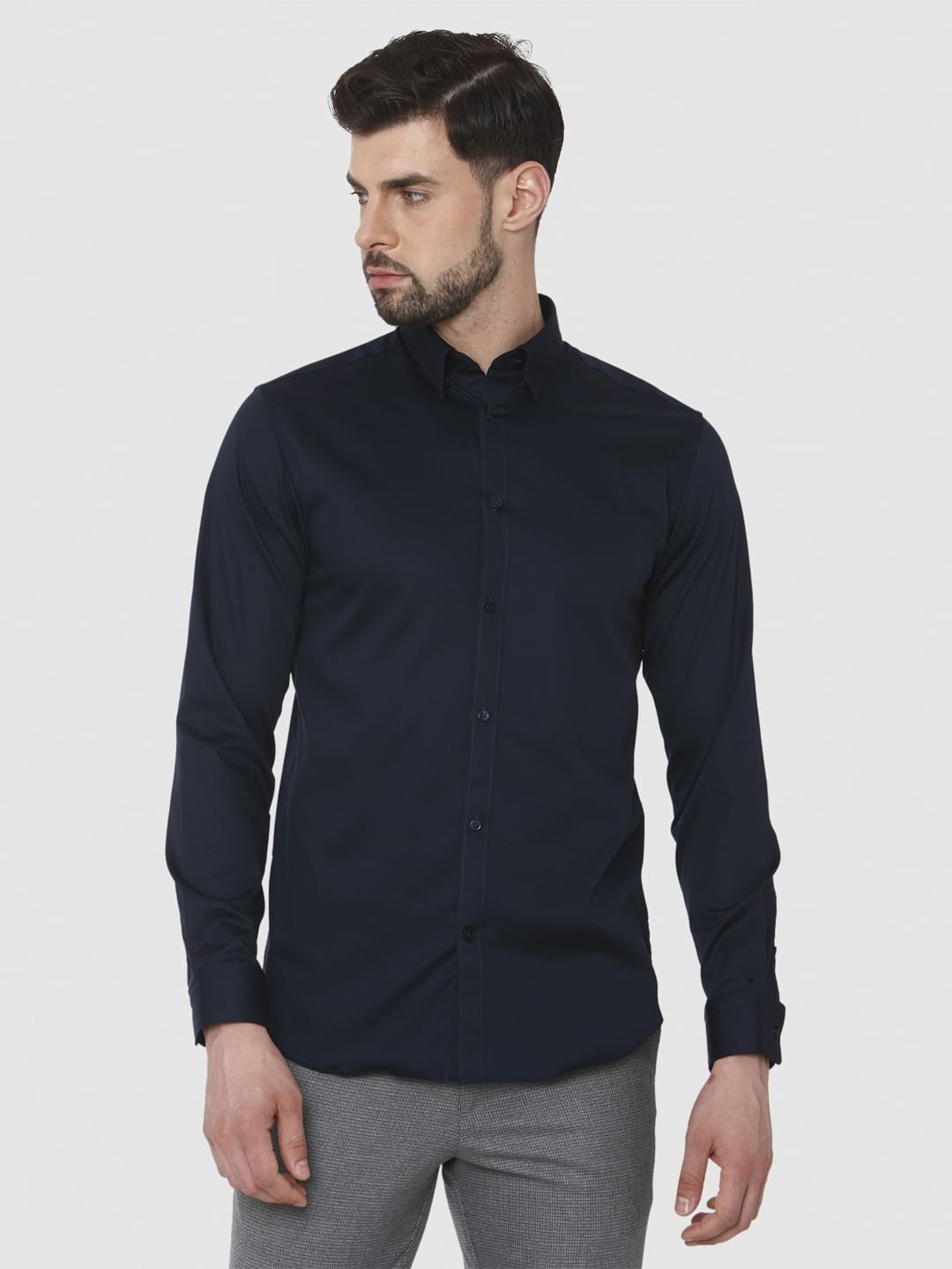 Navy Blue Formal Full Sleeves Shirt
