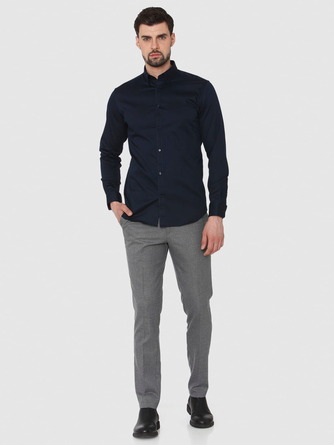 Navy Blue Formal Full Sleeves Shirt