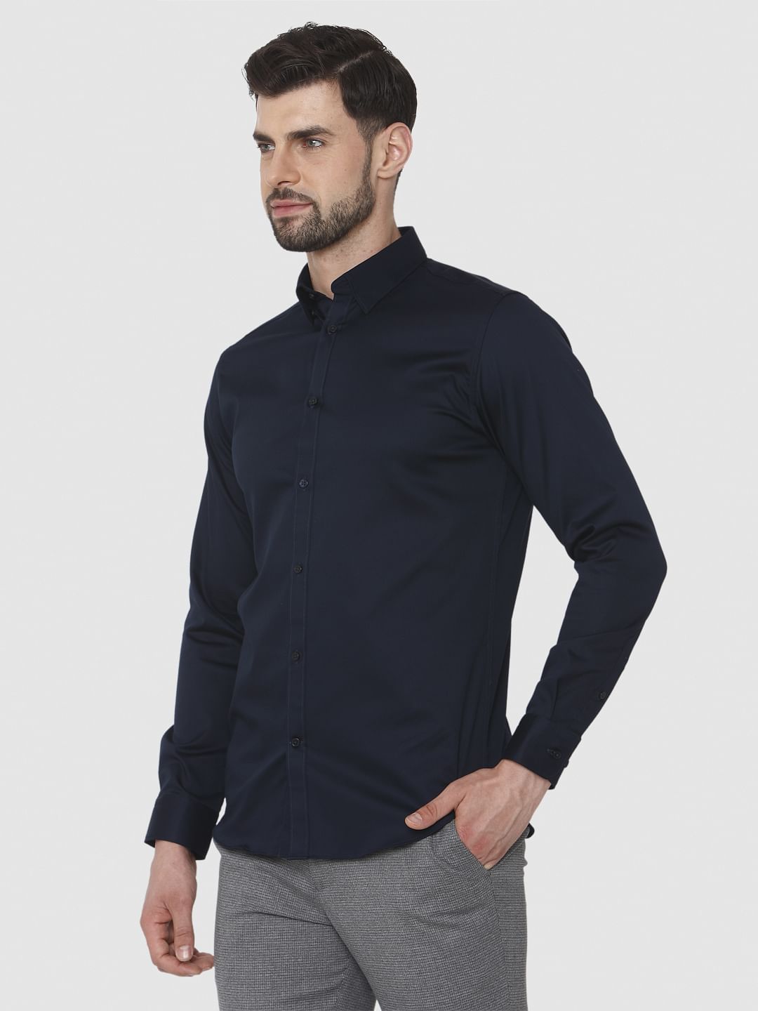 Navy Blue Formal Full Sleeves Shirt