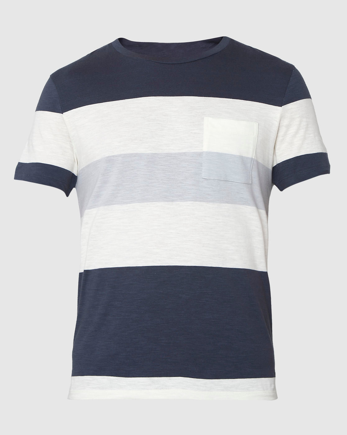 White Colourblocked Crew Neck T-Shirt
