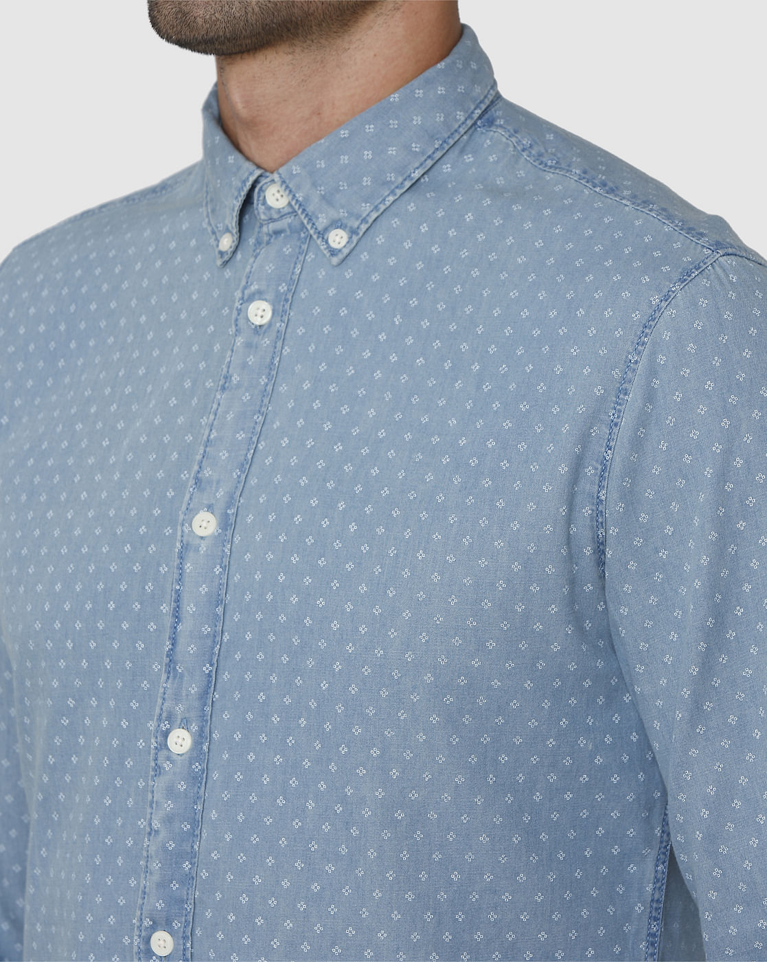 Blue Printed Full Sleeves Shirt