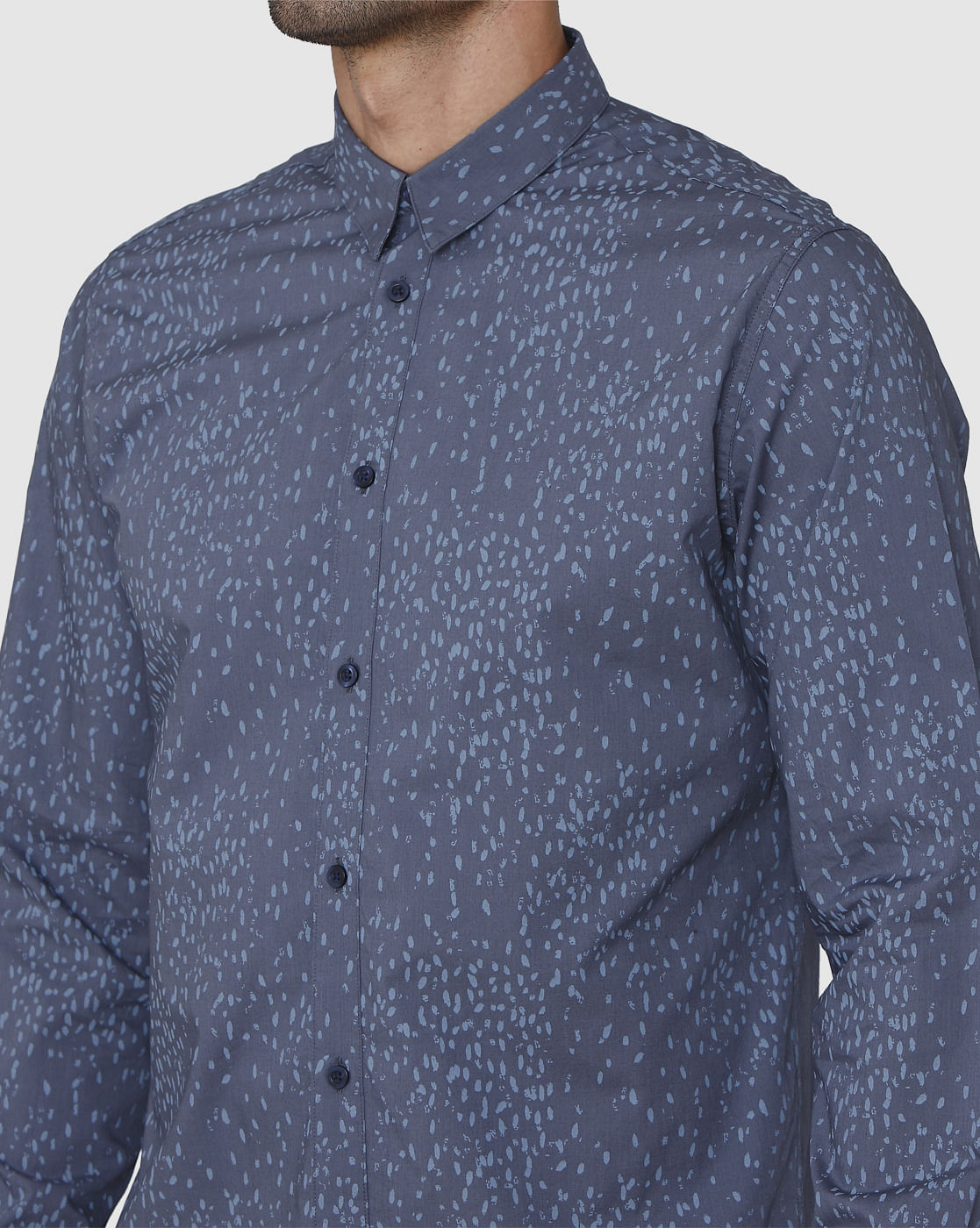 Blue Printed Full Sleeves Shirt