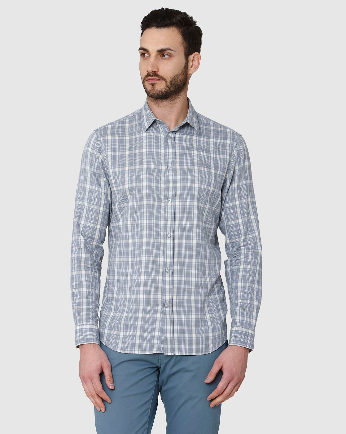 Blue Check Full Sleeves Shirt