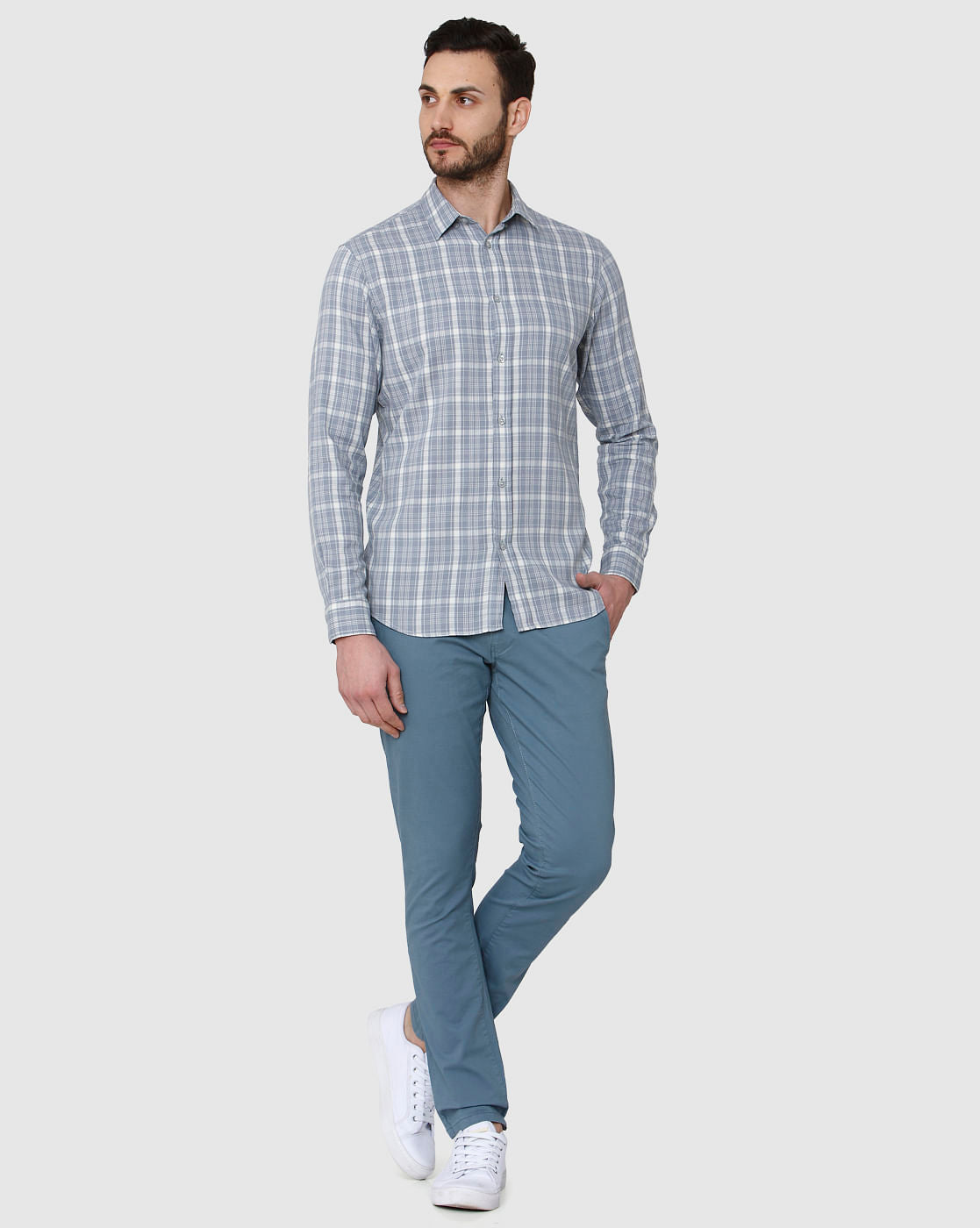 Blue Check Full Sleeves Shirt