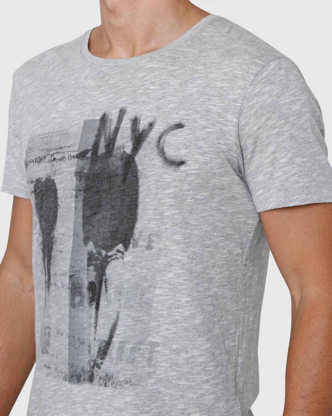 Grey Printed Crew Neck T-Shirt