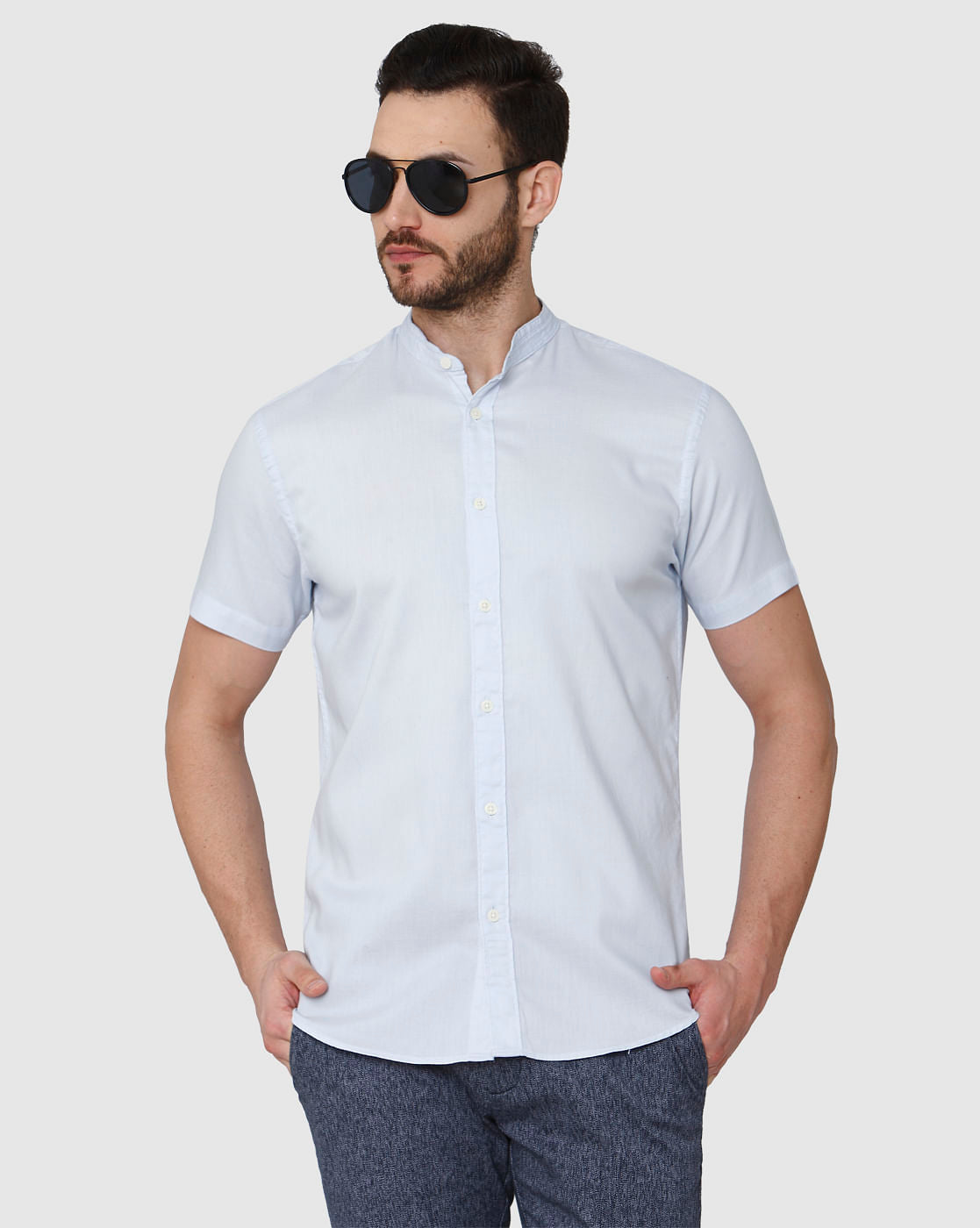 Blue Short Sleeves Shirt