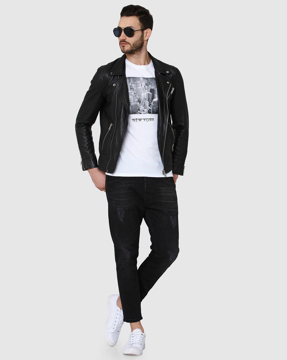 White Printed Crew Neck T-Shirt