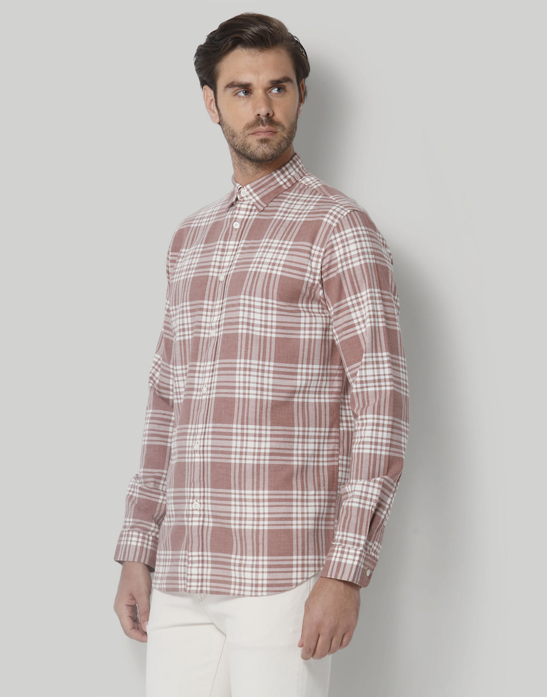 Brown Check Full Sleeves Shirt