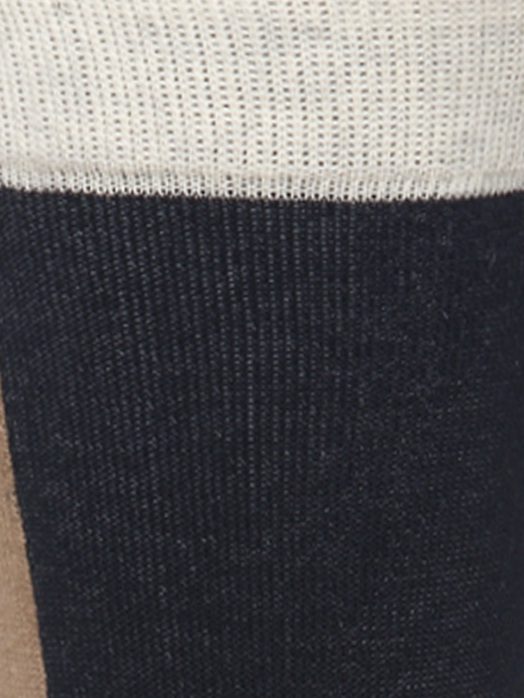 Brown Colour Blocked Mid Calf Length Socks