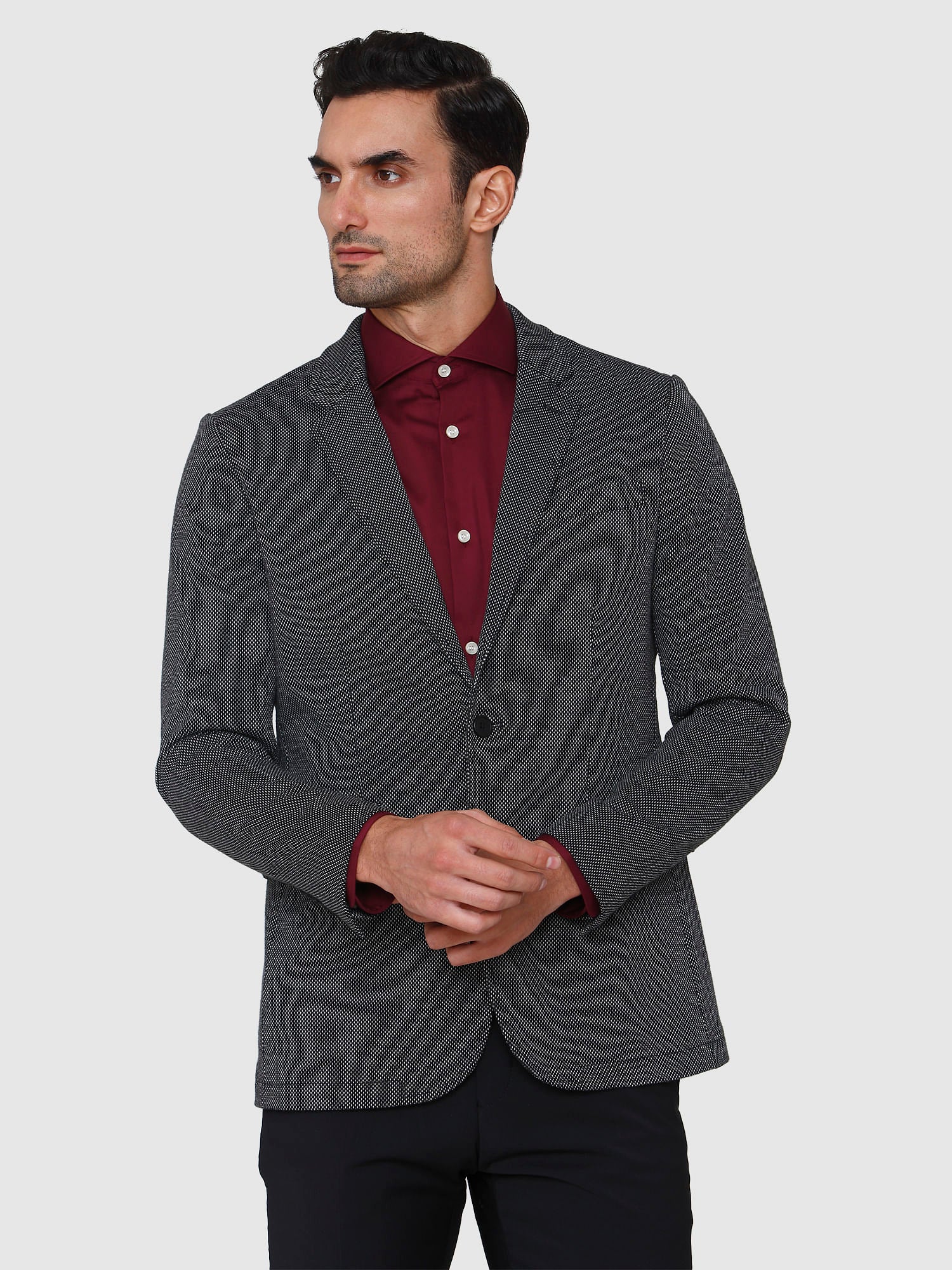 Black Textured Formal Blazer