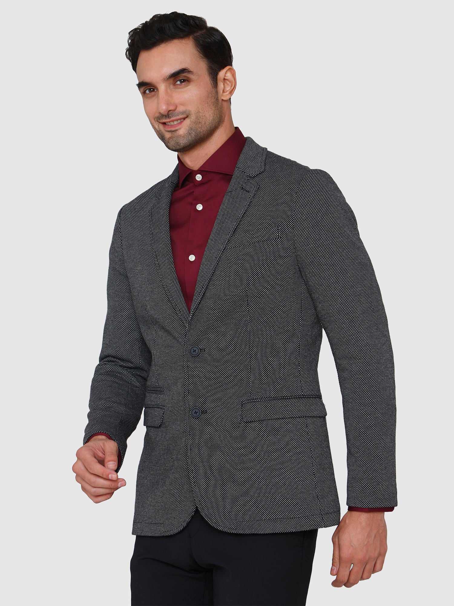 Black Textured Formal Blazer