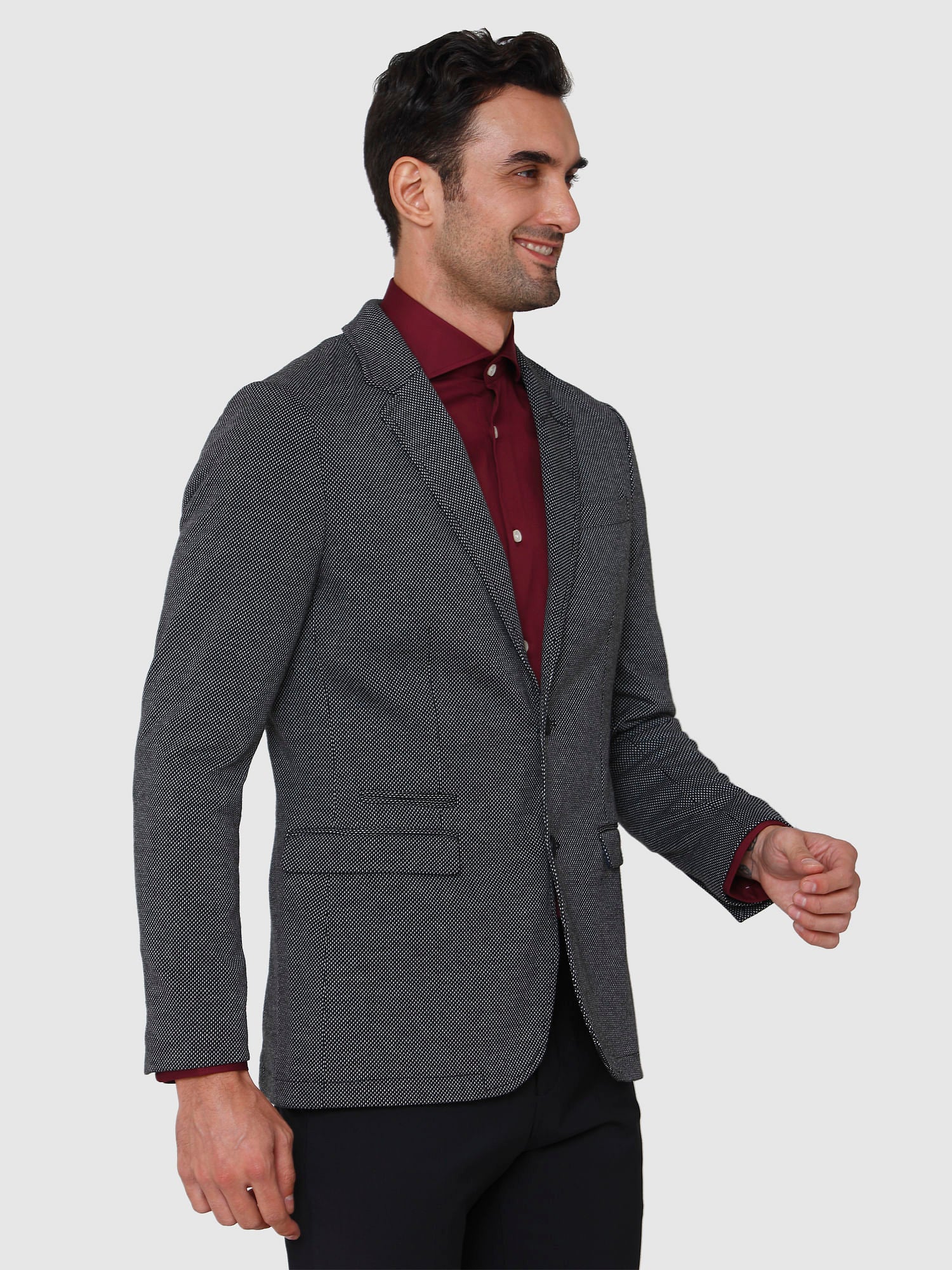 Black Textured Formal Blazer