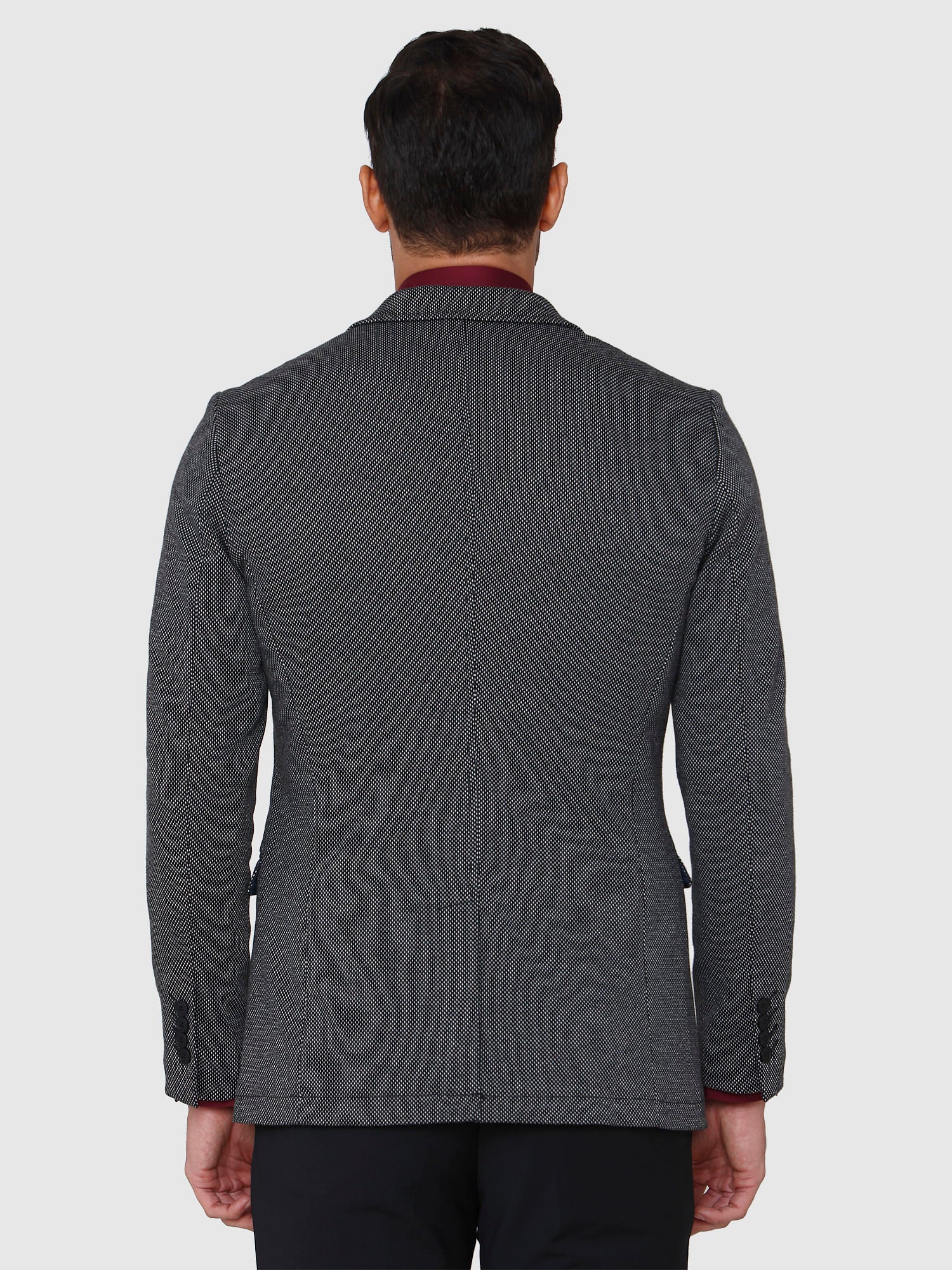 Black Textured Formal Blazer