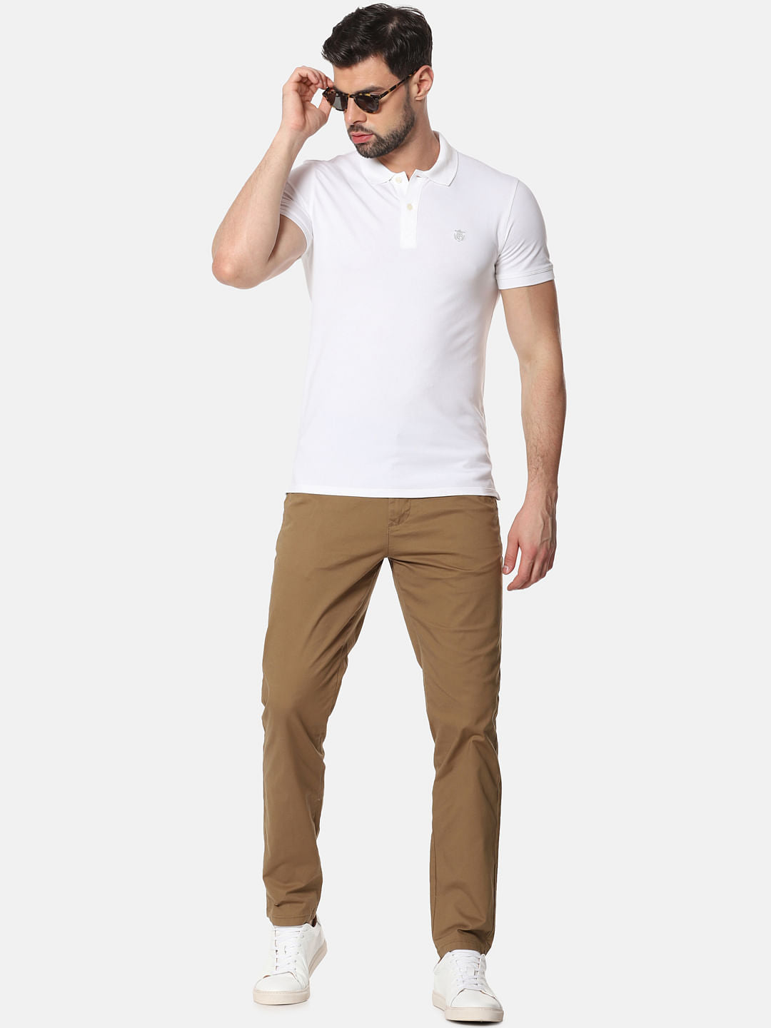 Brown Mid Rise Slim Fit Chinos