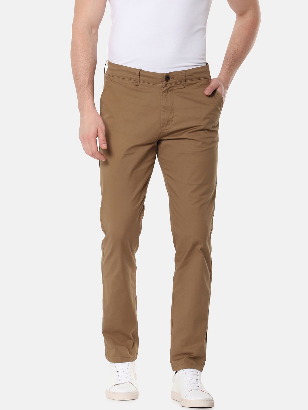Brown Mid Rise Slim Fit Chinos