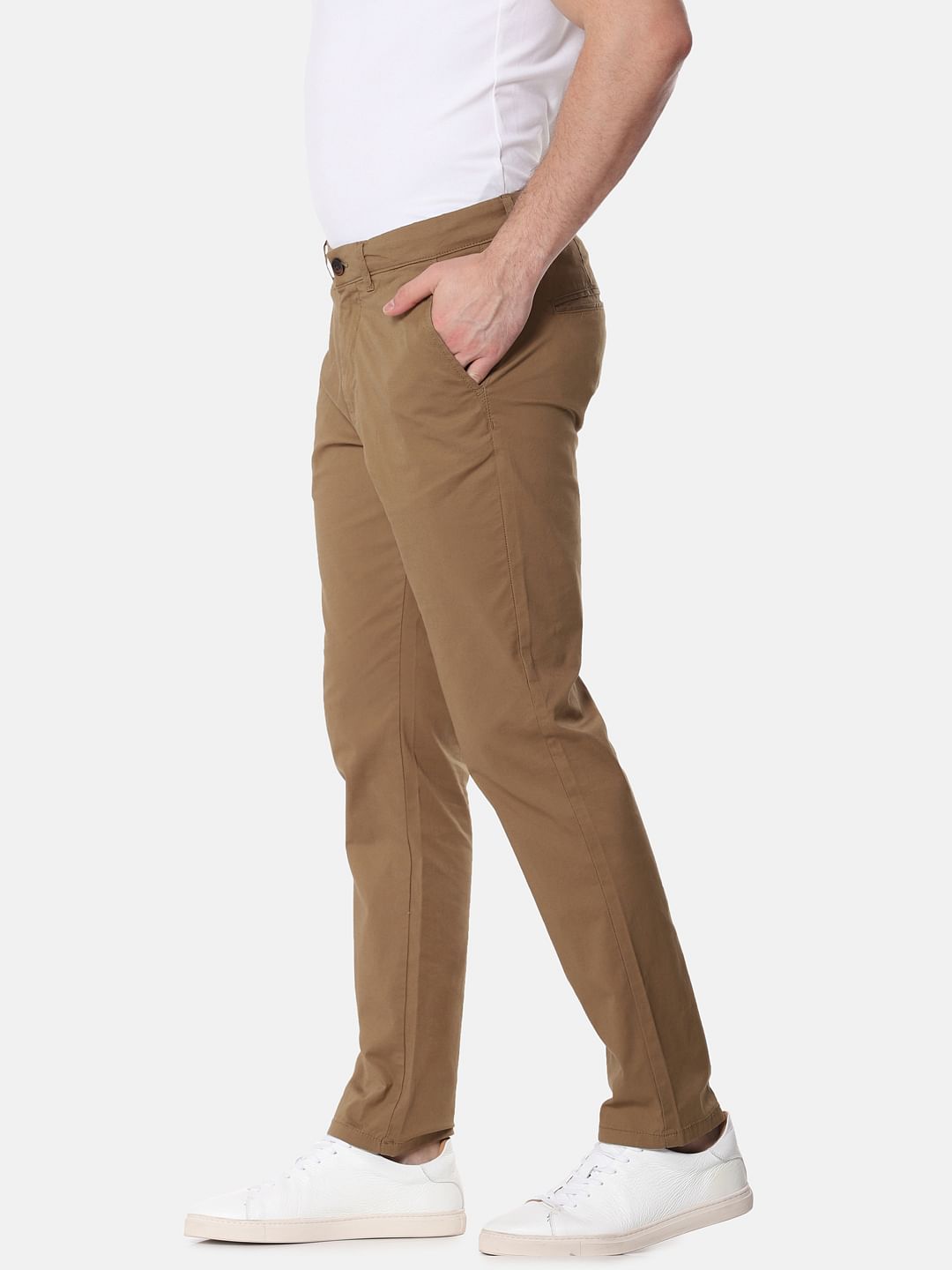Brown Mid Rise Slim Fit Chinos