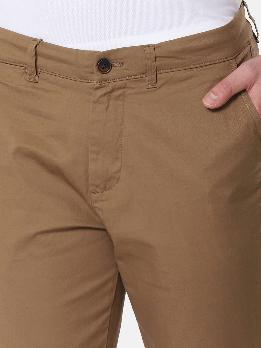Brown Mid Rise Slim Fit Chinos