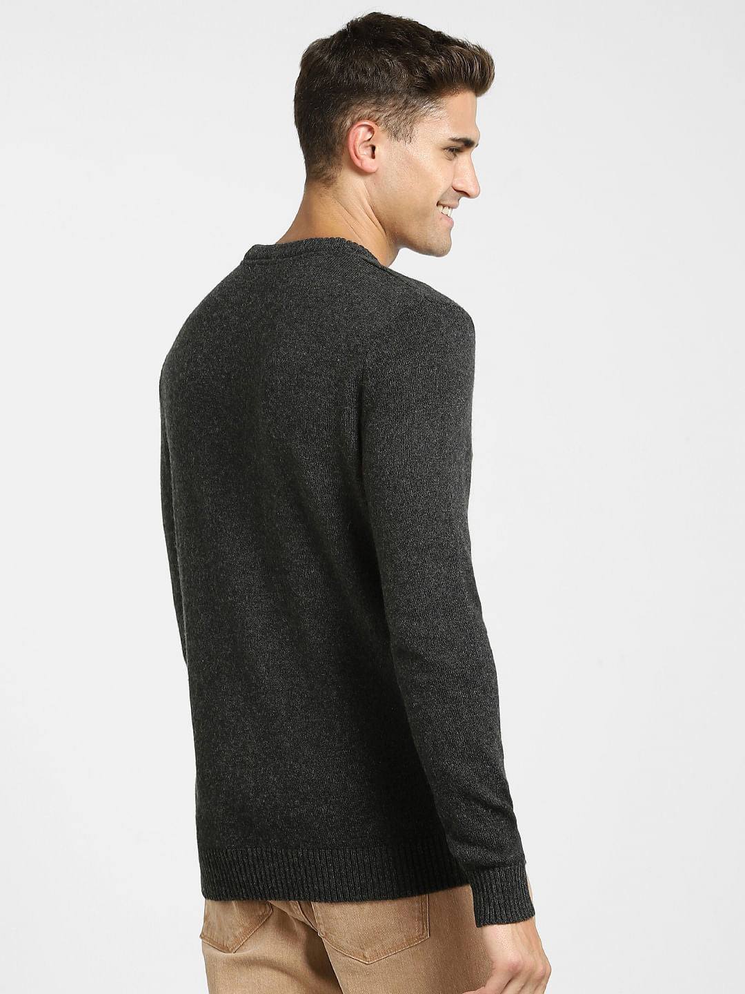 Dark Grey Printed Pullover