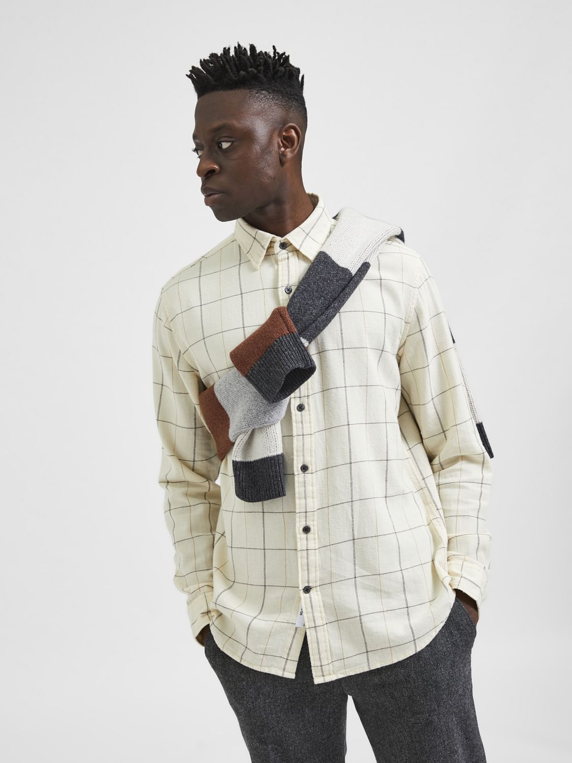 White Check Full Sleeves Shirt