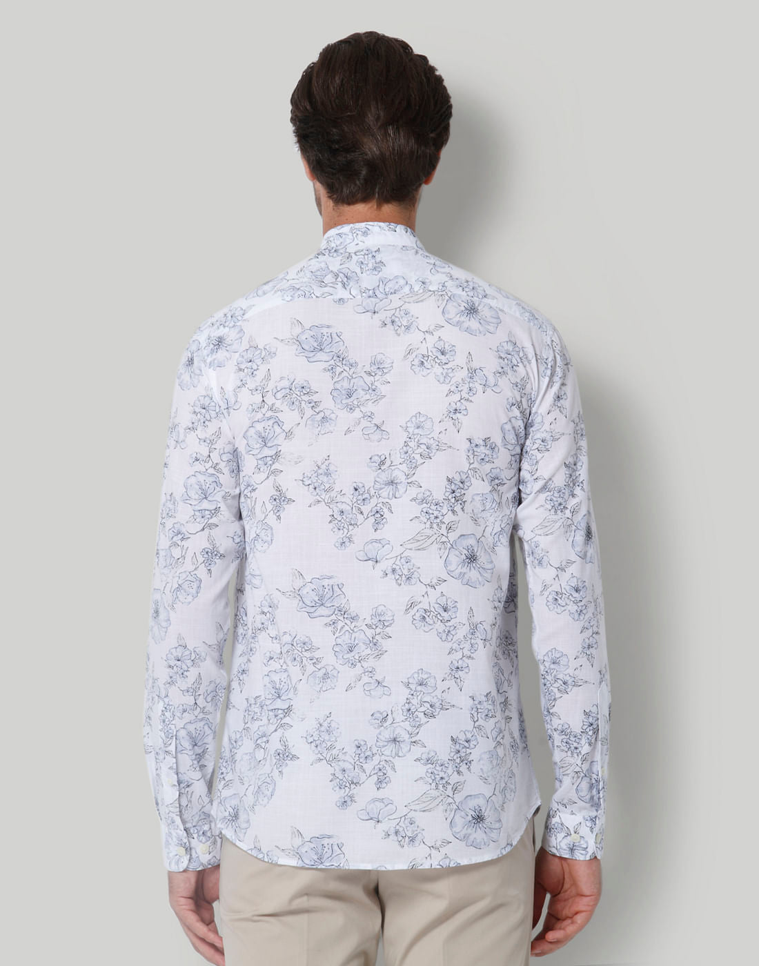 White Floral Print Full Sleeves Shirt