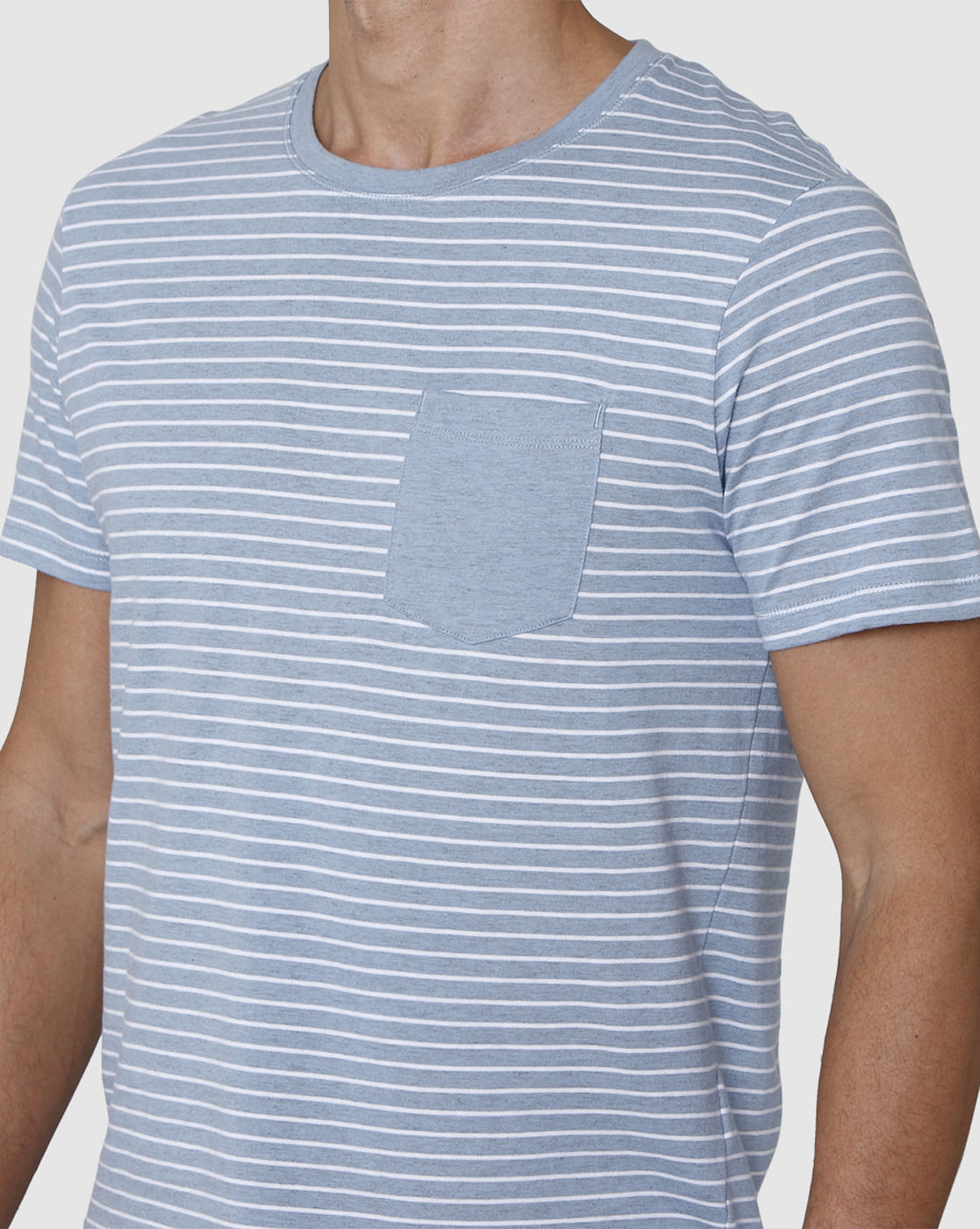 Blue Striped Crew Neck T-Shirt