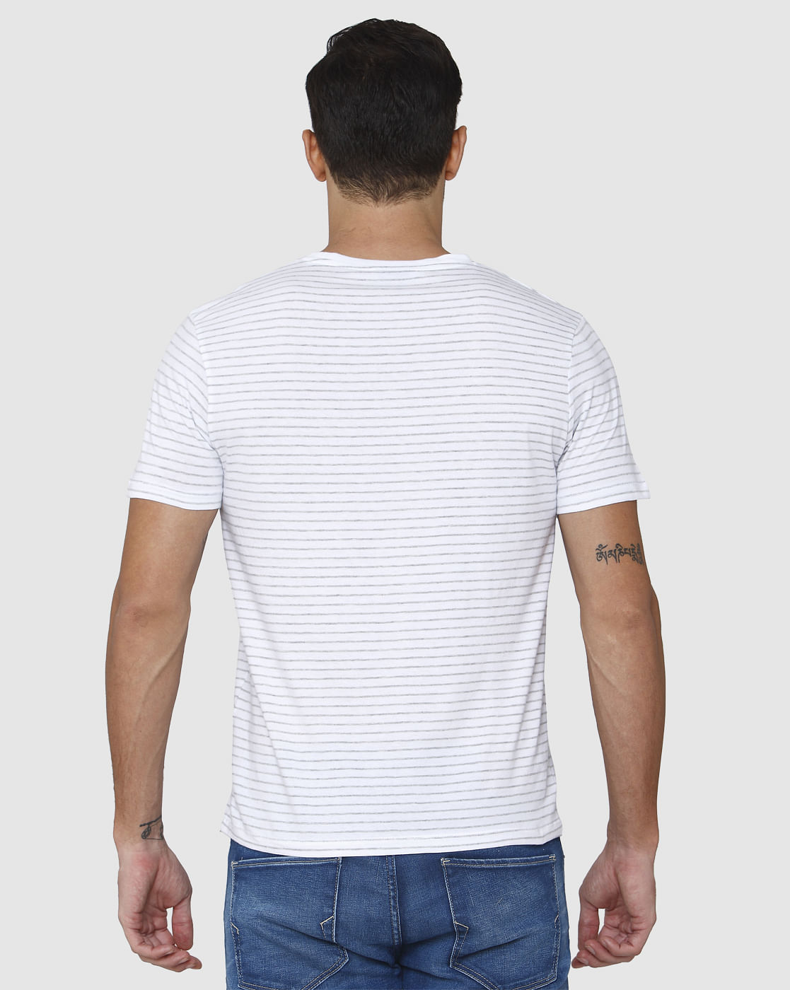 White Striped Crew Neck T-Shirt