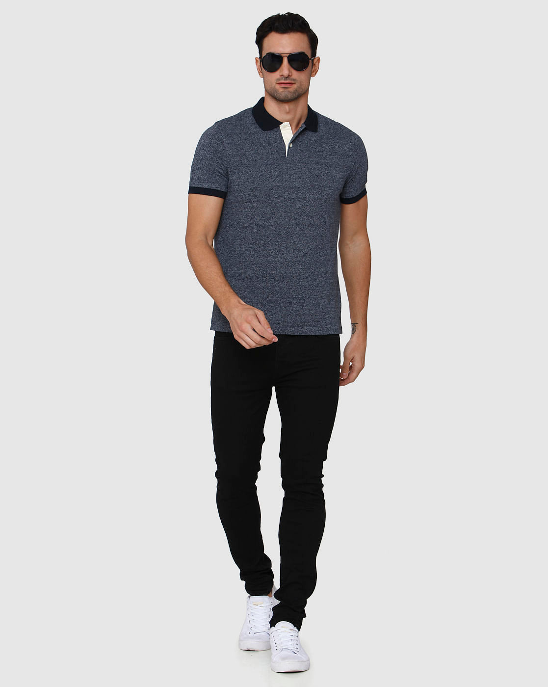 Blue Polo Neck T-Shirt