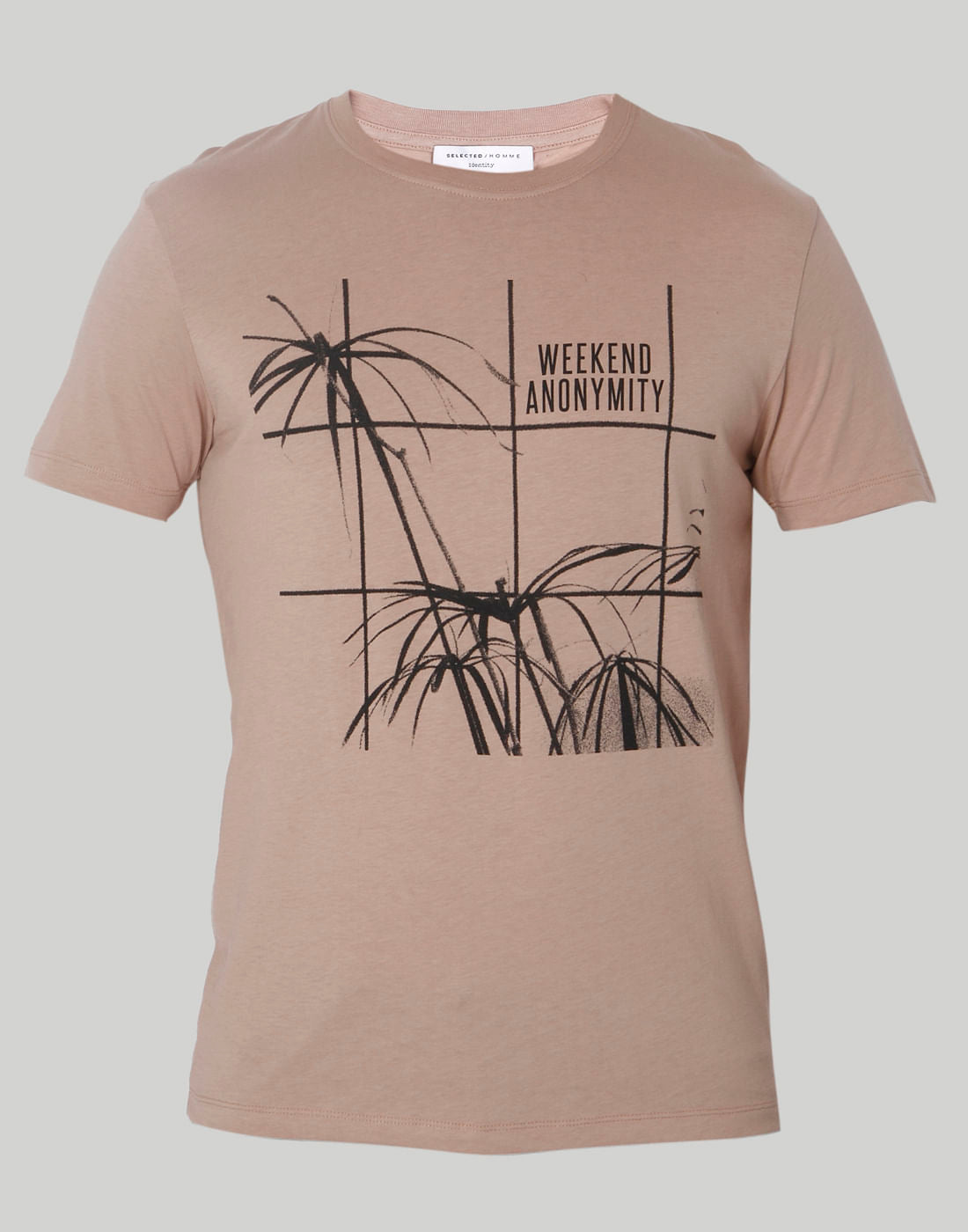Brown Printed Crew Neck T-Shirt