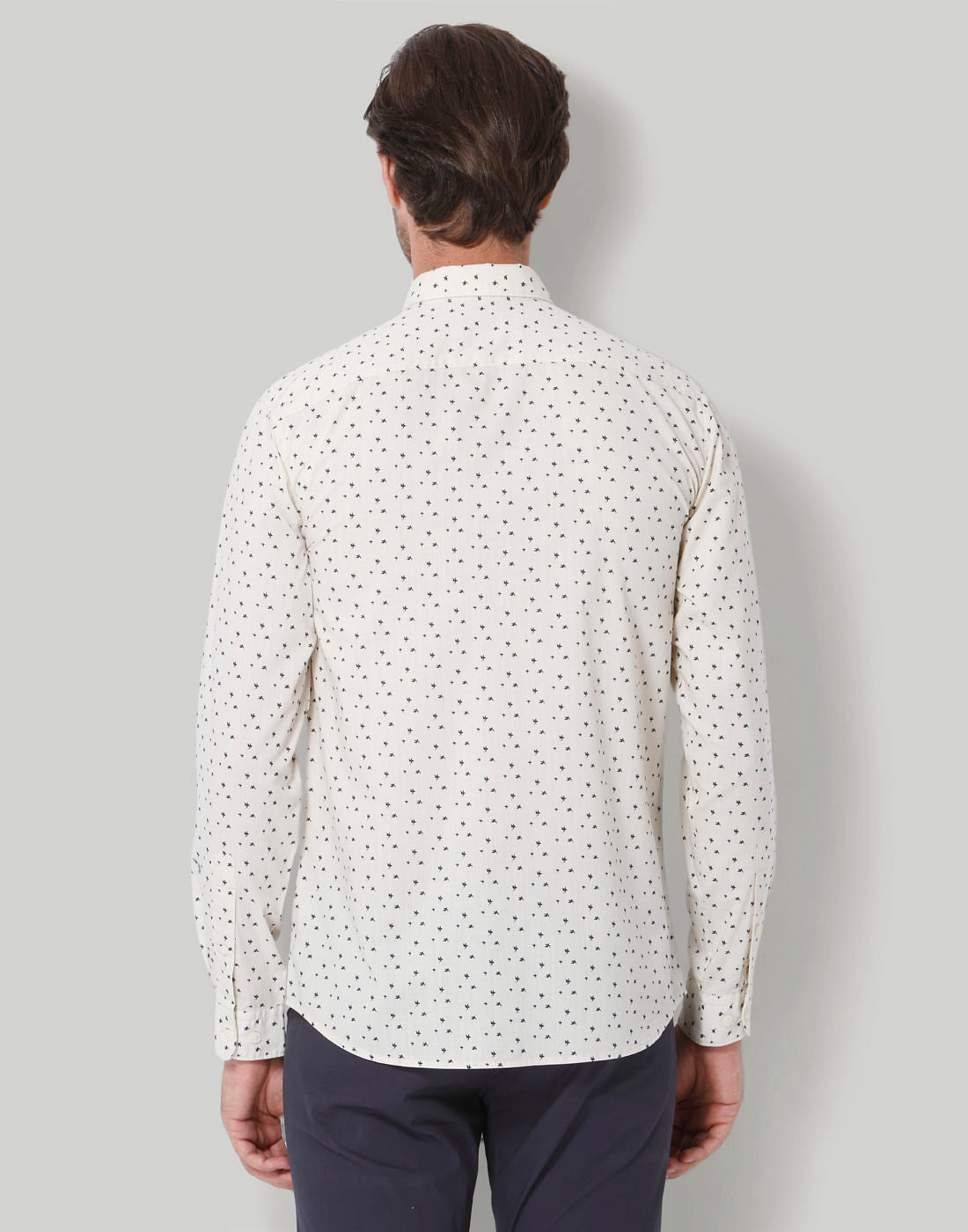 White Printed Full Sleeves Shirt