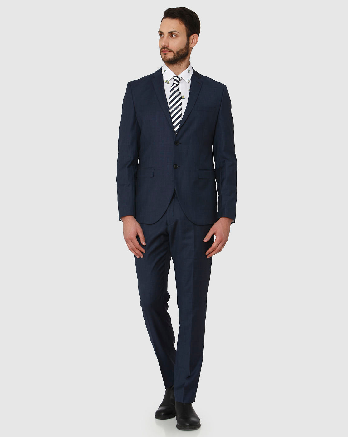 Blue Checks Slim Fit Formal Trousers