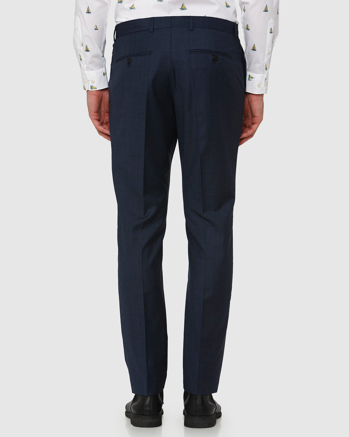 Blue Checks Slim Fit Formal Trousers