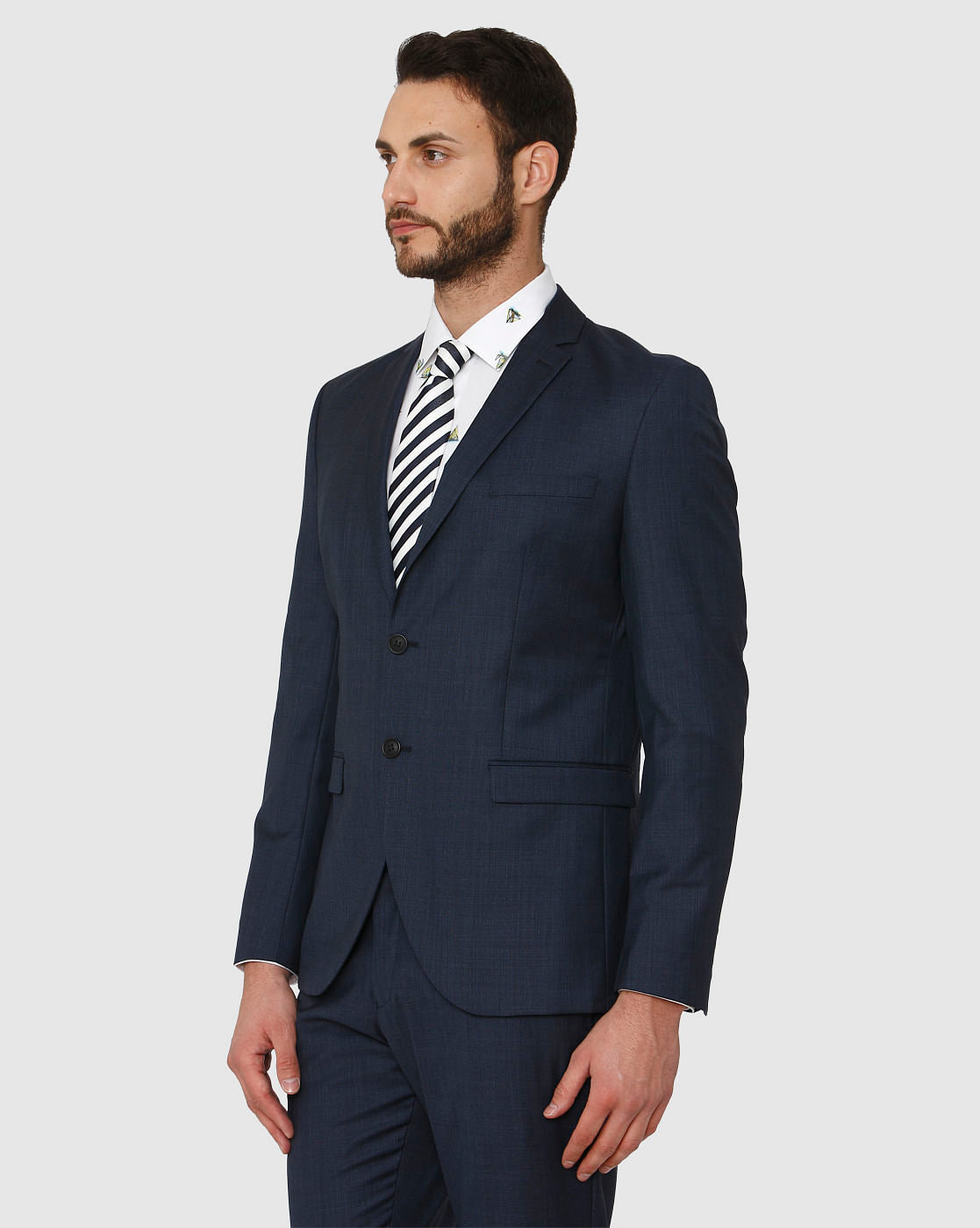 Dark Blue Double Button Slim Fit Formal Blazer