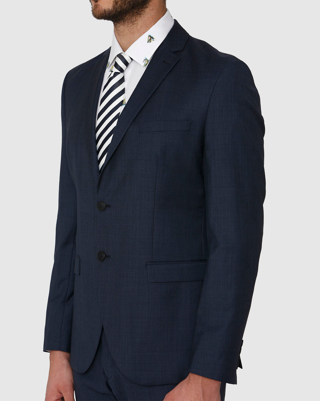 Dark Blue Double Button Slim Fit Formal Blazer