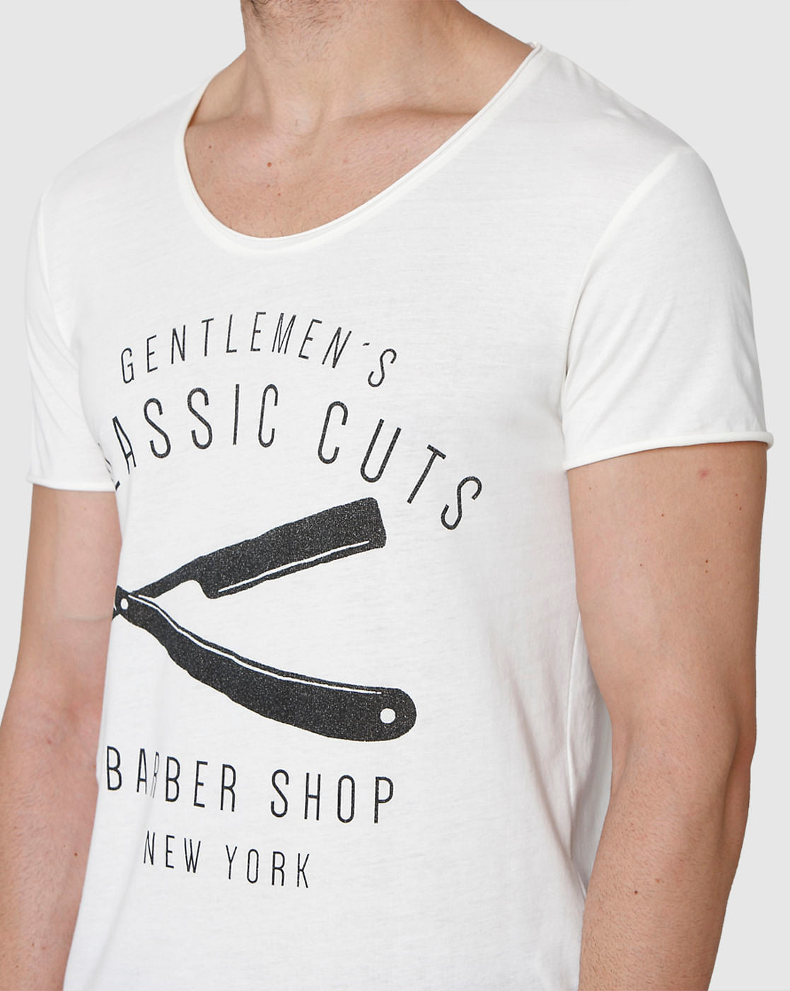 White Printed Crew Neck T-Shirt