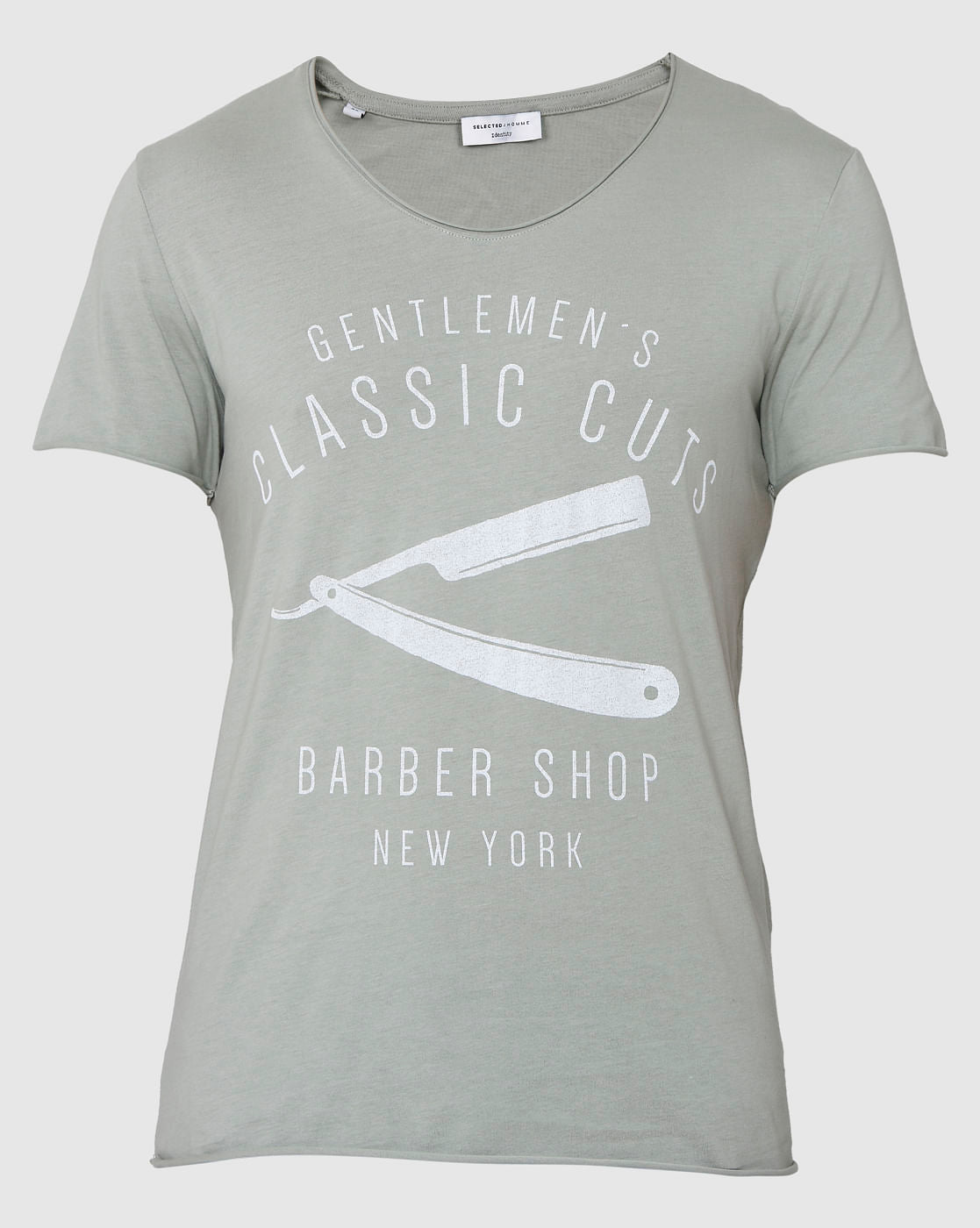 Grey Printed Crew Neck T-Shirt