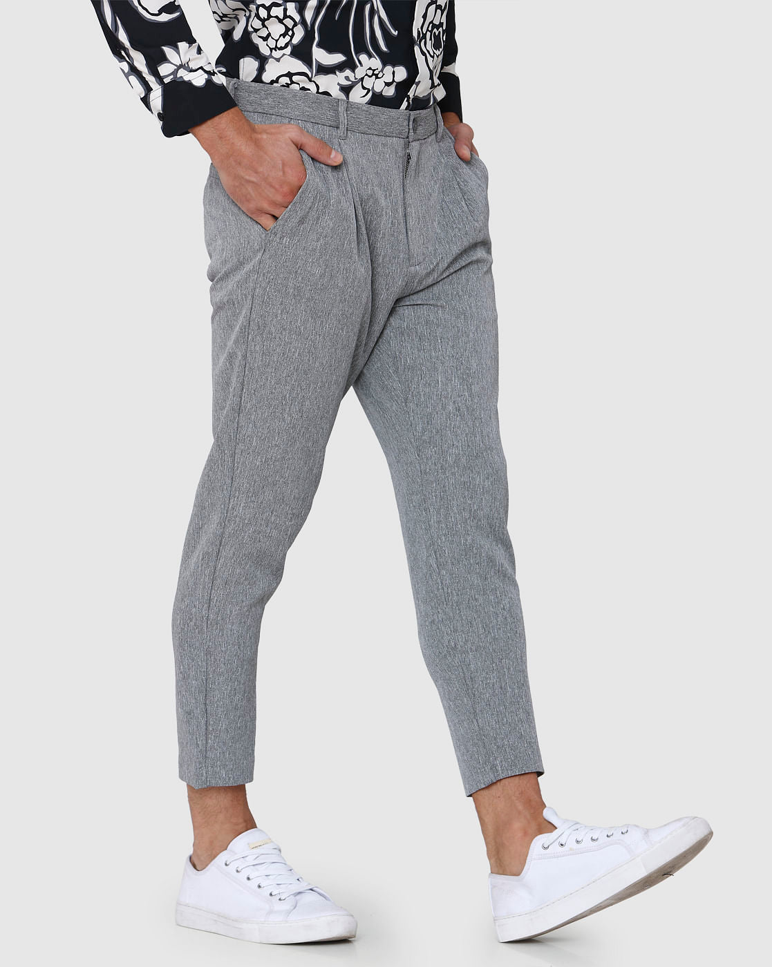 Grey Tapered Fit Pants